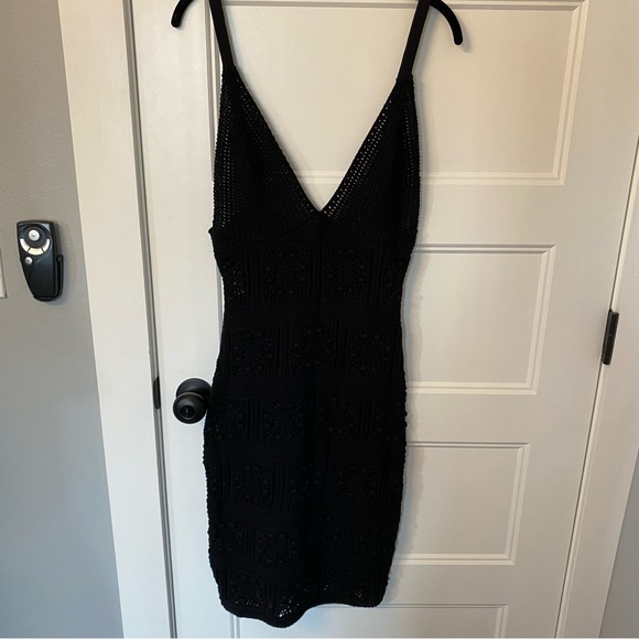 Anthropologie Crochet Mini Dress Black - Picture 4 of 8